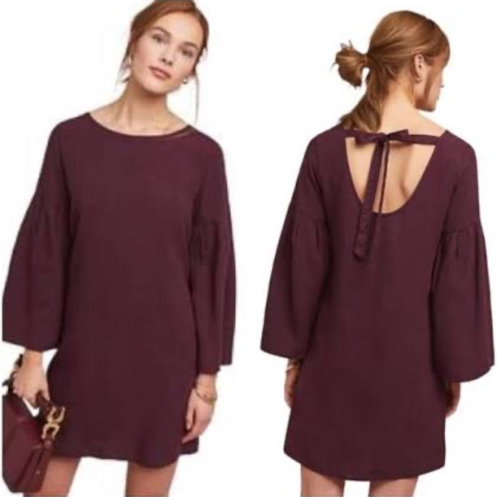 Anthropologie Cloth & Stone | Plum Tunic  Mini Dress with Bell Sleeve | Size XL